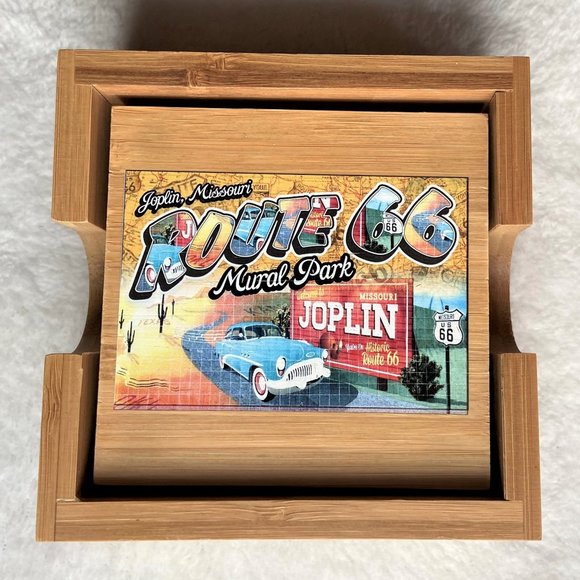 NWT Joplin Missouri Route 66 Set of Wooden Coasters - Picture 2 of 16